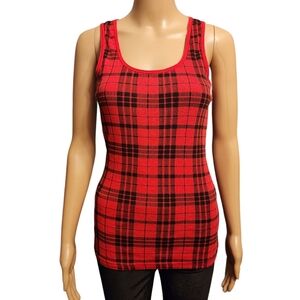 Max Rave Red Plaid Racerback Tank Top